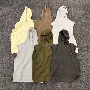 Sudadera con Capucha Estilo Vintage Retro Americano, Prenda Gráfica Urbana, Estilo Hip-Hop Rock, Sudadera sin Mangas - Product Image 1