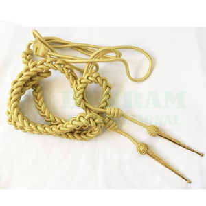 Cordón de hombro uniforme OEM BEHRAM INTERNATIONAL, cordones de vestir con puntas de latón y alambre dorado personalizadas, trenzado ecológico. - Product Image 2