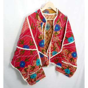 Handmade Indian Kantha Reversible <b>Jacket</b> for Women Boho Patchwork Winter Wear Robe Dress with Letter <b>Pattern</b> - Product Image 4