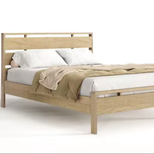 Wholesale Scandinavian Solid Wood <b>Bed</b> | Light Finish Horizontal Slat <b>Platform</b> <b>Bed</b> <b>Frame</b> - Product Image 1