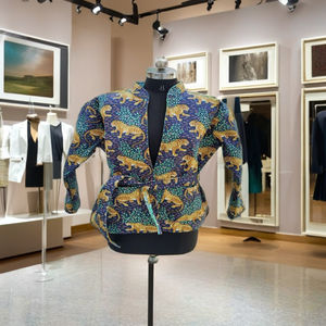 Veste matelassée en coton à imprimé floral pour femmes, élégante veste à imprimé animal, haut de gamme, pour le bureau, les fêtes, l'hiver, le printemps, l'automne, respirante - Product Image 3