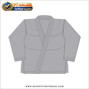 ชุดยิวยิตสูบราซิลเลี่ยน คิโมโน ผ้าฝ้ายพรีเมียม สีเทา 450 GSM ทอลายเพิร์ลวีฟ ทนทาน สำหรับผู้ใหญ่ ชุดศิลปะการต่อสู้ ปักลายได้ตามสั่ง - Product Image 2