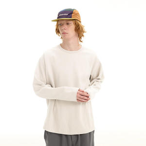 Oversized <b>Black</b> Knitted Pullover <b>Sweatshirt</b> Men's O-Neck Long Sleeve Raglan Sleeve Solid Color Casual Autumn Wear 100% Cotton - Product Image 2