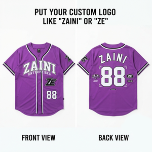 Camiseta de Béisbol Premium para Hombre, 180 GSM, Poliéster Interlock, Color Morado, Blanco y Negro, con Ribete en Contraste, Logotipo Personalizado por Sublimación, Ropa de Equipo - Product Image 1