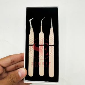 Pinzas de pestañas de volumen de acero inoxidable de alta calidad Herramienta de aislamiento de injerto para extensión de pestañas - Product Image 6