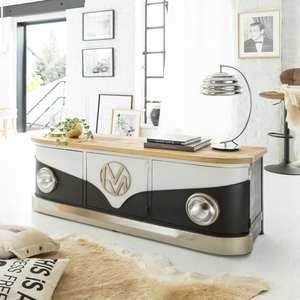 Meuble TV Vandana Cresta Pebble avec plateau en bois de manguier Combi - Product Image 1