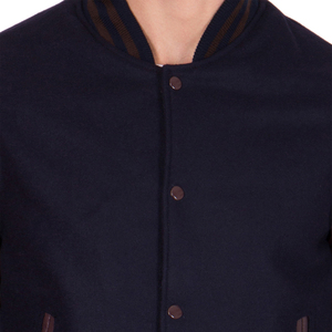 <b>Mens</b> All Black Varsity <b>Jacket</b> Black Leather Sleeves Letterman Bomber <b>Jacket</b> Casual Baseball Style Fashion Winter <b>Warm</b> Outerwear - Product Image 3