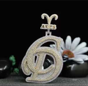 Collar de Lujo con Colgante del Signo Zodiacal Aries, Estilo Hip Hop, con Incrustaciones de Moissanita VVS, Aspecto de Diamante, Joyería Astrologica - Product Image 2