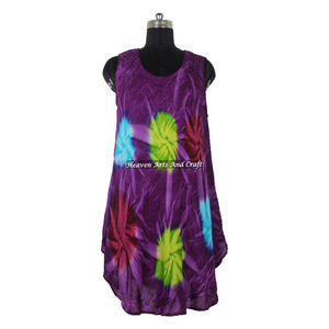 Rayon Fabric Tie Dye Dress for Women Party Wear Tie Dye Long Maxi <b>Hand</b> Made Dress With Sleeveless Tie Dye Round Neck Boho Long - Product Image 5