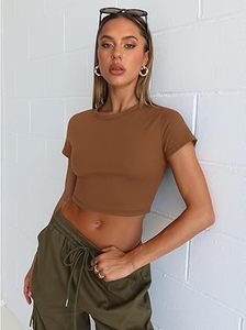 Camisetas Cortas Deportivas de Verano para Mujer, Ajustadas, Estilo Crop Top, para Deporte, Ajuste Ceñido, Tops Cortos, Camisetas Sexys Lisas - Product Image 4