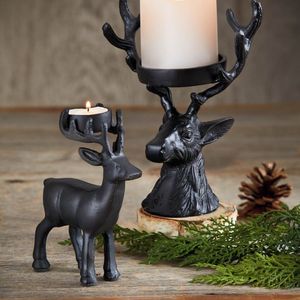 Powder Coating Metal Deer Candle Holder Set with Antler Design for Christmas Table Decorations - Product Image 1