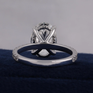 Oval Cut Diamond Engagement Ring White Gold Pave Setting Classic Women's Fine Jewelry - Product Image 6
