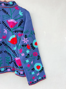 Chaqueta Kimono Suzani de Terciopelo Hecha a Mano |   Edredón Ecológico Transpirable Acolchado 100% Algodón Diseño Boho Otoño/Invierno Vertexindiacorp - Product Image 4