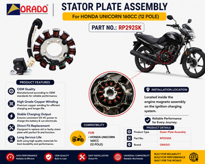 hnda unicorn 160cc 12 pole stator coil plate assembly quality two wheeler spare parts india orado - Product Image 2