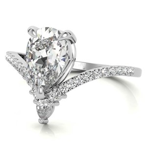 Bague en moissanite taille poire en argent sterling 925 plaqué or blanc, bague de luxe pour fiançailles, mariage, anniversaire, promesse, mariage - Product Image 2