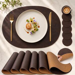 Sacs et étuis à usage spécial, dessous de plat en cuir véritable, résistant à la chaleur, imperméable, en cuir de vache véritable, décoration de table à manger, LPM-0188 - Product Image 2