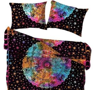 Couvre-lit et taie d'oreiller Comforter Zodiac Sun Moon Face, taille Queen, coton réversible multicolore, par Indian Cosigners - Product Image 5