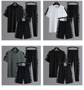 Custom Mens Tracksuit Set T Shirt Shorts Pants Gym Running Training <b>Suit</b> Breathable Sportswear Quick Dry Athletic Wear With Logo - Product Image 6