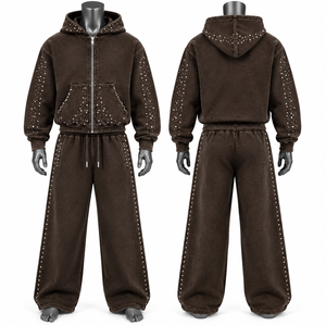 Clothing Manufacturers Sweatsuit Unisex Heavyweight Fleece 100% Cotton Hoodie <b>Sweatpants</b> <b>Set</b> for Men - Product Image 2