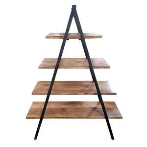 Étagère à livres moderne de haute qualité à 4 niveaux, en fer noir et bois massif, bibliothèque ouverte en métal vintage, étagère durable à plusieurs niveaux - Product Image 1