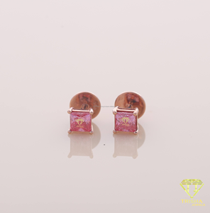 Luxury Pink Princess Cut Moissanite Diamond Stud <b>Earrings</b> In 925 Sterling Silver Secure Screw <b>Back</b> Jewelry For Women And Girls - Product Image 3