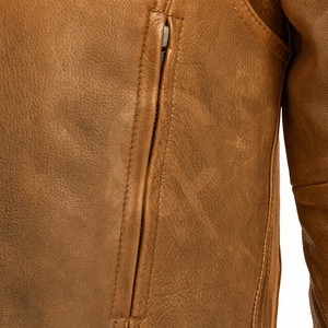 Blouson de moto en cuir marron de haute qualité pour homme, manches longues, respirant, coupe-vent, hiver, logo personnalisable sur le devant - Product Image 5