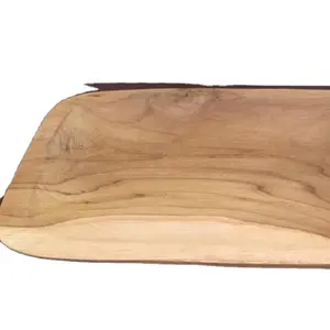 Plateau de service en teck meilleur Design maison et bureau plateau de service de fruits de luxe utilisable plateau en bois de haute finition fabriqué à la main - Product Image 1