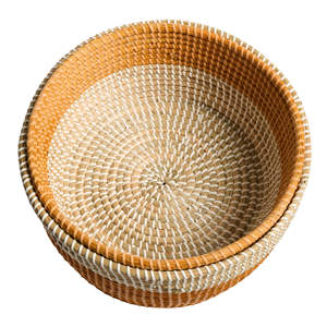 Panier de rangement rond en jonc de mer tressé bicolore, panier décoratif pour comptoir de cuisine, étagère et décoration intérieure - Product Image 5