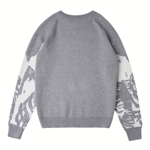 Pull tricoté vintage personnalisé pour homme 2025 – Coton respirant, motifs crânes/personnalisés, épaules tombantes – Collection Printemps OEM - Product Image 4