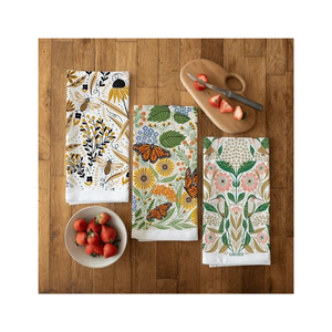 Serviettes de golf personnalisées brodées Daisy Florals Cozy Home, 100% coton certifié GOTS, douces, lavables, style rayé, techniques de tissage - Product Image 3