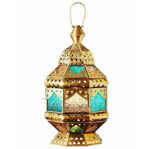 Lanterne à bougie en métal et verre, finition dorée, pour la décoration de la maison, les mariages, les fêtes de Noël, lanternes de sol en solde - Product Image 6
