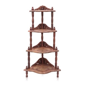 Elegant Sheesham Wood Corner <b>Shelf</b> with Carvings - Wholesale B2B - Product Image 3