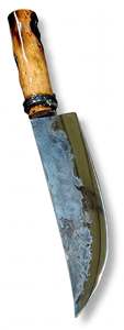 <b>Hand</b> Forged High Carbon Steel Fixed Blade Utility Knife DIY OEM Custom Burl Wood Handle Gloss Finish EDC <b>Tool</b> - Product Image 2