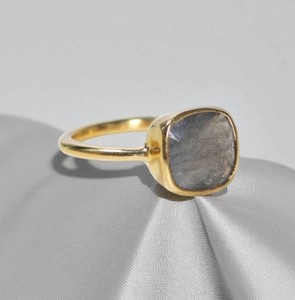 Natural Labradorite 10 MM Cushion Shape Gold Plated <b>Ring</b> - Gemstone <b>Ring</b> for Women - Stackable <b>Rings</b> - Product Image 3