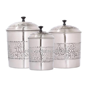 Copper Hammered Metal <b>Spice</b> <b>Jars</b> Set Of 4 With Lids And Spoons On Wooden Tray Herb & <b>Spice</b> Tools Decorative Kitchenware Canister - Product Image 4