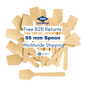 Cuillère en bois de bouleau biodégradable de 95 mm, couverts jetables durables pour les cafés, ustensiles en bois naturel de haute qualité - Product Image 1