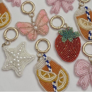 Seed Beaded Keychain Custom Embroidered Latest Crystal <b>Bag</b> <b>Charm</b> For Key <b>Bag</b> Wholesale Boutique Fashion Gift BY MULTI CRAFT - Product Image 4