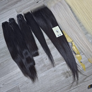 Vente en gros de petites attaches de cheveux, livraison rapide, closure HD 5x5, cheveux vietnamiens bruts blonds naturels raides et ondulés, closures en dentelle HD - Product Image 5