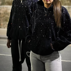 Sudadera con Capucha Extra Grande para Hombre, Estampado de Estrellas, Tejida, Informal, para Otoño, 100% Poliéster, Corte Regular - Product Image 4