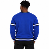 Sweat-shirt à col rond pour homme avec patch lettres grecques, poche kangourou, bordure côtelée rayée, manches longues, décontracté