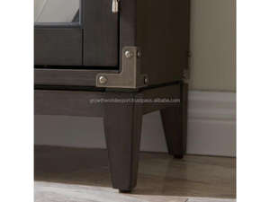 Moderno Mueble de Almacenamiento de Madera Maciza con Doble Puerta y Vidrio, Hecho a Mano en Rajasthan, para Sala de Estar - Product Image 4