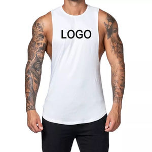 Men's Gym Tank Top Muscle Athletic Shirts Compression Plus Size Workout Fitness Wholesale Custom Logo Cotton <b>Running</b> Singlet - Product Image 3