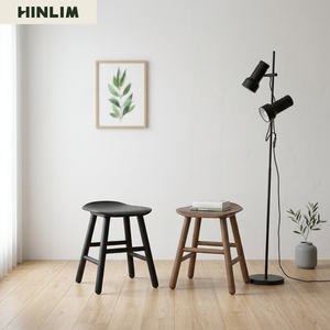 Minimalist Wooden <b>Stool</b> & Ottoman Modern Contemporary Design Tapered Legs Durable Portable Living Room <b>Bedroom</b> Use - Product Image 3