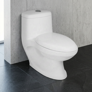 CE Certified Floor Mounted One Piece Ceramic Toilet With High-Efficiency Siphonic Flushing For Architectural Projects - Product Image 2