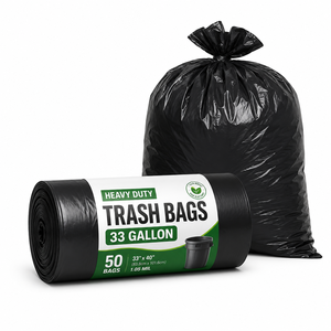 Bolsas de Basura Resistentes de 33 Galones, Paquete de 50, Bolsas de Plástico Negras con Cierre de Amarre para Uso Doméstico - Product Image 1
