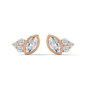 Pendientes de Diamantes con Corte Marquesa Chapados en Oro Rosa para Mujer, con Diamantes Laterales, Joyería de Lujo para Bodas - Product Image 3