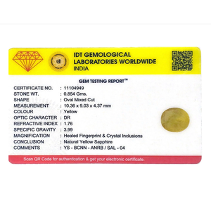 Yellow Sapphire 4.27 Carat Oval Cut Loose Gemstone for Fine Jewelry - Product Image 4