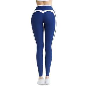 Leggings de fitness pour femmes, color block, vêtements de yoga, taille haute, effet push-up, extensibles dans quatre directions, spandex/nylon, pantalon long - Product Image 2