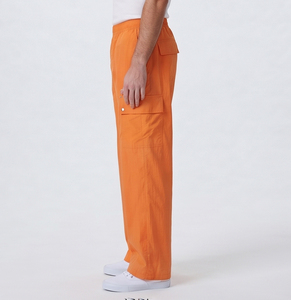 Men's Elastic Waist Cargo Windbreaker Pants Straight Fit Lightweight 100% Nylon Polyester Summer Loose Fit <b>Wind</b> <b>Breaker</b> Trouser - Product Image 4