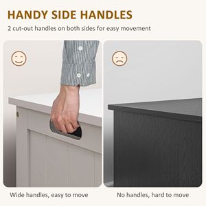 White 29.9\" Wooden <b>Storage</b> Trunk with Safety Hinges Bench Side Handles Playroom <b>Chest</b> for Living Room Cabinets - Product Image 6